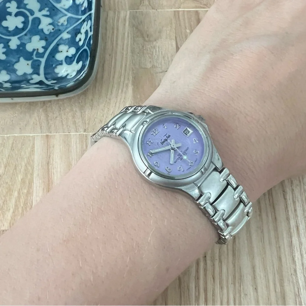 Vanity fair ladies lavender purple silver tone dress watch NEW BATTERY